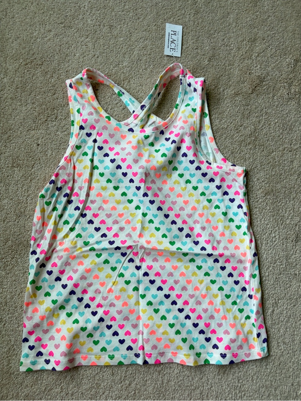 The Children's Place White Tank One-Piece with Multicolor Heart Print